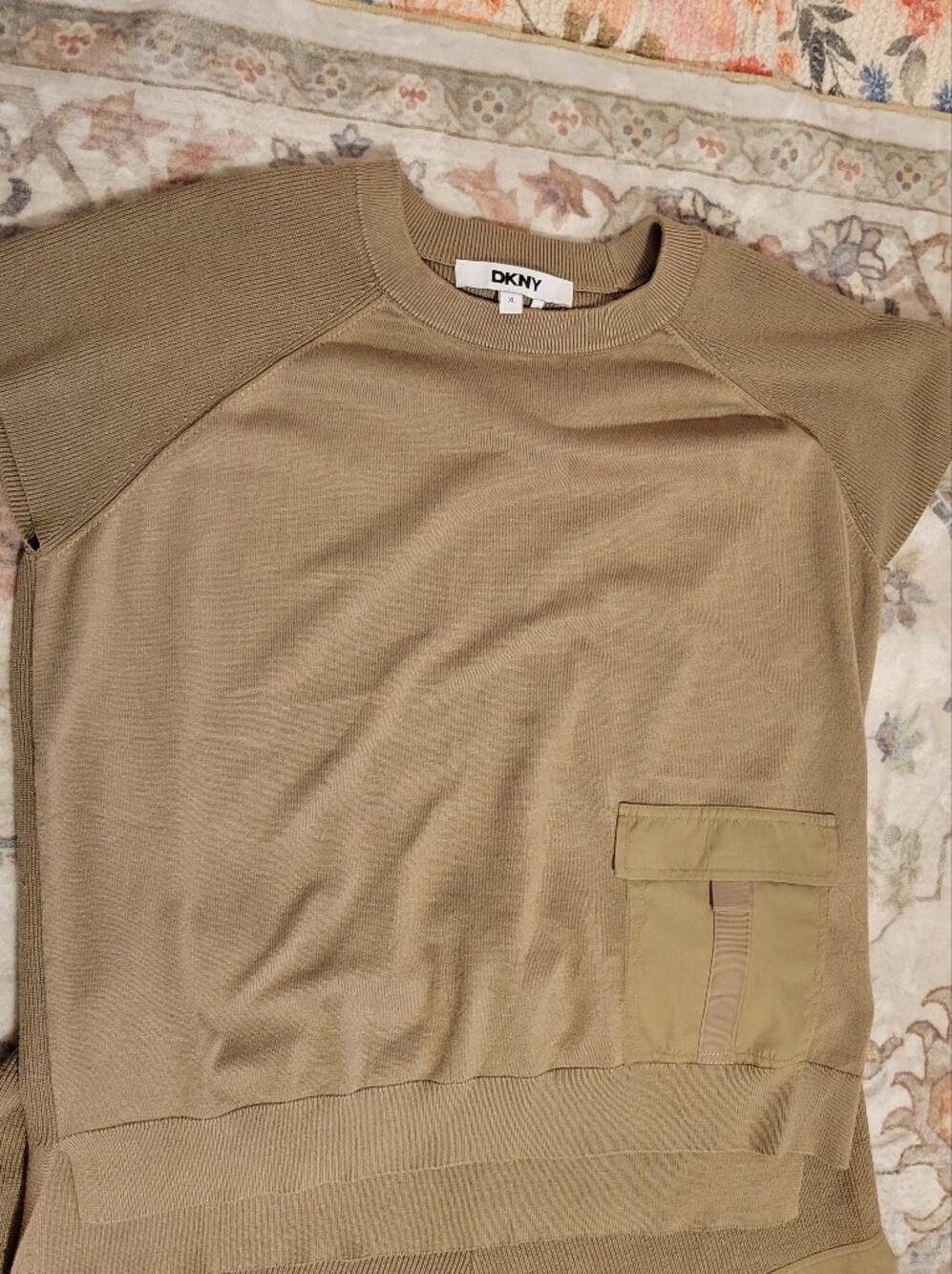 Donna Karan (DKNY) Tan Crewneck Short Sleeve Sweater